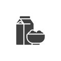 Cereal milk breakfast vector icon