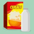 Cereal packing box with milk bottle Royalty Free Stock Photo