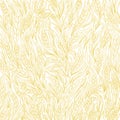 Cereal plant pattern beige color wrapper background. Ears of wheat. Agriculture grain straw. Contour line vector.