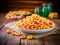 Cereal Rings Isolated, Breakfast Rice Loops, Corn Cereals Snack