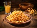 Cereal Rings Isolated, Breakfast Rice Loops, Corn Cereals Snack