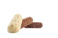 Cereal snack chocolate and vanilla flavour, healthy food isolated white background
