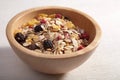 Cereal in wooden bowl Royalty Free Stock Photo