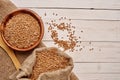 cereals in a bag healthy breakfast wood background