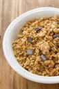 Cereals with chocolate on white bowl Royalty Free Stock Photo