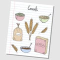 Cereals doodles - lined paper Royalty Free Stock Photo