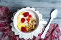 cereals with fruit in a bowl