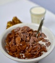 Cereals, healthy breakfast, breakfast milk with muesli