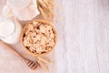 Cereals ,milk and honey Royalty Free Stock Photo