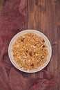 Cereals with nuts and dry fruits in big bowl Royalty Free Stock Photo