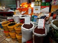 Spices and condiments at the oriental market in the city of Akko