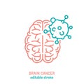 Cerebral carcinoma, adenocarcinoma outline icon. Malignant brain growth sign. Royalty Free Stock Photo