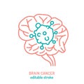 Cerebral carcinoma, adenocarcinoma outline icon. Malignant brain growth sign. Royalty Free Stock Photo