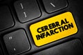 Cerebral infarction - pathologic process that results in an area of necrotic tissue in the brain, text button on keyboard Royalty Free Stock Photo