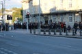 Outlaws Motorcycle Club gathered outside a Wetherspoons Public House in Aberystwyth