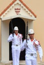 Ceremonial couple of guards near Prince`s Palace of Monaco Royalty Free Stock Photo