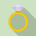 Ceremonial diamond ring icon, flat style Royalty Free Stock Photo