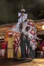 A ceremonial elephant carrying the Gajanayake Nilame moves through the streets of Kandy during the Esala Perahera in Sri Lanka. Royalty Free Stock Photo