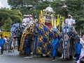 Ceremonial elephants parade along a street in Kandy. Royalty Free Stock Photo