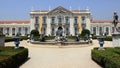 \'Ceremonial Facade\' of the 18th-century Queluz National Palace, view from manicured Hanging Gardens, Queluz, Portugal Royalty Free Stock Photo