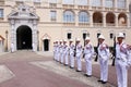 Ceremonial guard changing near Prince`s Palace, Monaco Royalty Free Stock Photo