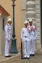 Ceremonial guard changing near Prince`s Palace of Monaco Royalty Free Stock Photo