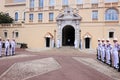 Ceremonial guard changing, Prince`s Palace, Monaco Royalty Free Stock Photo