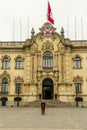 Ceremonial guard in front of Peruvian Government Palace in Lima