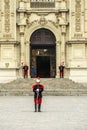 Ceremonial guard in front of Peruvian Government Palace in Lima