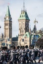 Ceremonial Guard of the Governor General Foot Guards of Canada, parading during remebrance day in front of the Canadian Parliament