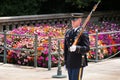 Ceremonial guard at the Tomb of the Unknown at Arlington Nation Royalty Free Stock Photo