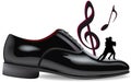 Ceremonial and show shoes with musical notes and dancers Royalty Free Stock Photo