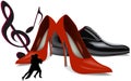 ceremonial and show shoes with musical notes and dancers Royalty Free Stock Photo