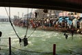 Ceremony on the banks of Ganga river Royalty Free Stock Photo