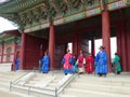 The ceremony changing of the guards at the Gyeongbokgung Palace complex in Seoul, Korea