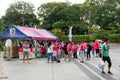 Cerezo Osaka Soccer team fans buying souvenirs at Yanmar Stadium Nagai, Osaka Japan Royalty Free Stock Photo