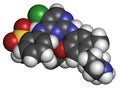 Ceritinib cancer drug molecule. ALK inhibitor used in treatment of metastatic non-small cell lung cancer Royalty Free Stock Photo