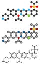 Ceritinib cancer drug molecule. ALK inhibitor used in treatment of metastatic non-small cell lung cancer Royalty Free Stock Photo