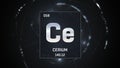 Cerium as Element 58 of the Periodic Table 3D illustration on silver background