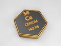 Cerium - Ce - chemical element periodic table hexagonal shape Royalty Free Stock Photo
