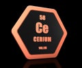 Cerium chemical element periodic table symbol 3d render Royalty Free Stock Photo