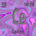 Cerium chemical element  Sign with atomic number and atomic weight Royalty Free Stock Photo