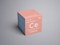 Cerium. Lanthanoids. Chemical Element of Mendeleev\'s Periodic Table. 3D illustration