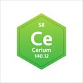 Cerium symbol. Chemical element of the periodic table. Vector stock illustration Royalty Free Stock Photo