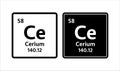 Cerium symbol. Chemical element of the periodic table. Vector stock illustration Royalty Free Stock Photo