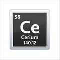 Cerium symbol. Chemical element of the periodic table. Vector stock illustration Royalty Free Stock Photo