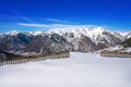 Cerler wooden snow fence in Pyrenees of Spain