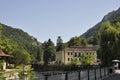 Cerna River landscape in Baile Herculane Resort in Romania Royalty Free Stock Photo