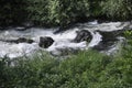 Cerna River landscape in Baile Herculane Resort in Romania Royalty Free Stock Photo