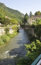 Cerna River landscape in Baile Herculane Resort in Romania Royalty Free Stock Photo